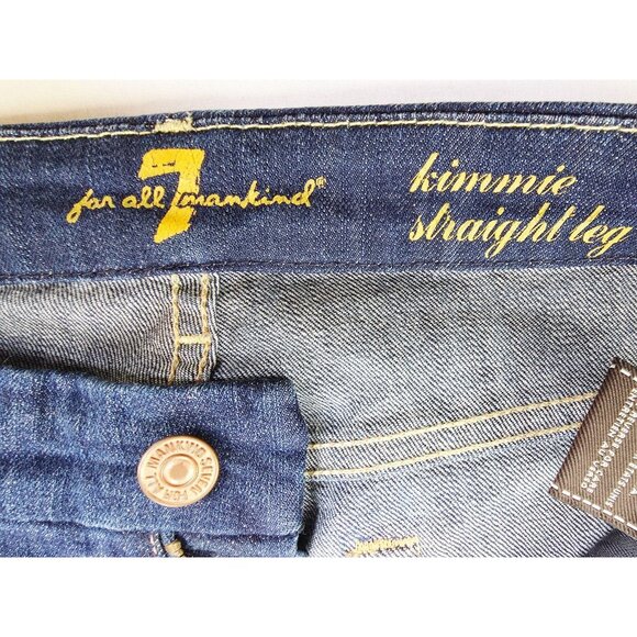 7 For All Mankind Size 27X34 Women Kimmie Straight Leg Blue Denim Jeans USA Made - Picture 6 of 12